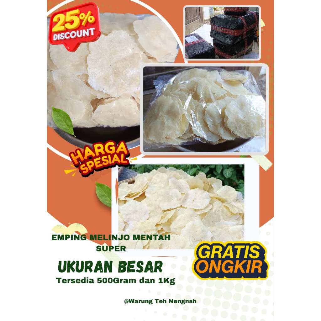 

MURAH Emping Melinjo Mentah Super 500gr/1Kg – Ukuran Besar | Siap Goreng | Renyah & Gurih | Gratis Ongkir