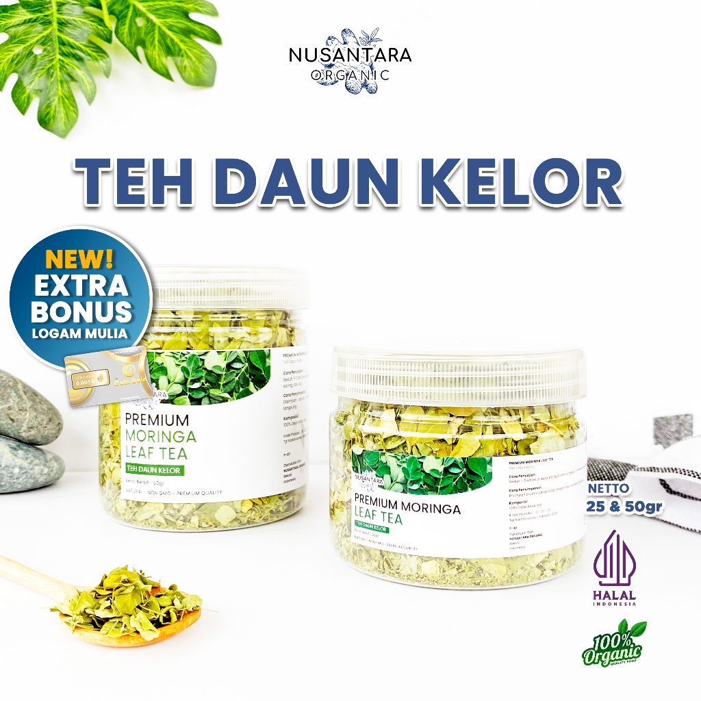 

Nusantara Organic Teh Daun Kelor Herbal Alami Moringa Tea Flower Asli Kering Organik