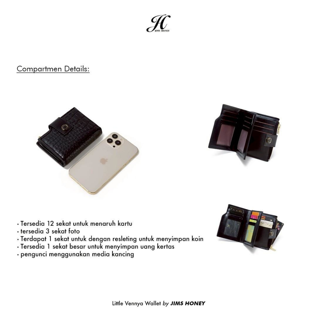 JIMSHONEY Dompet Wanita LITTLE VENNYA WALLET Dompet Uang Kartu Koin Kulit PU