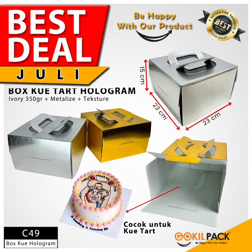 

Cake Box - Dus Kue Hologram - Box Kue Mewah Silver Hologram - C49