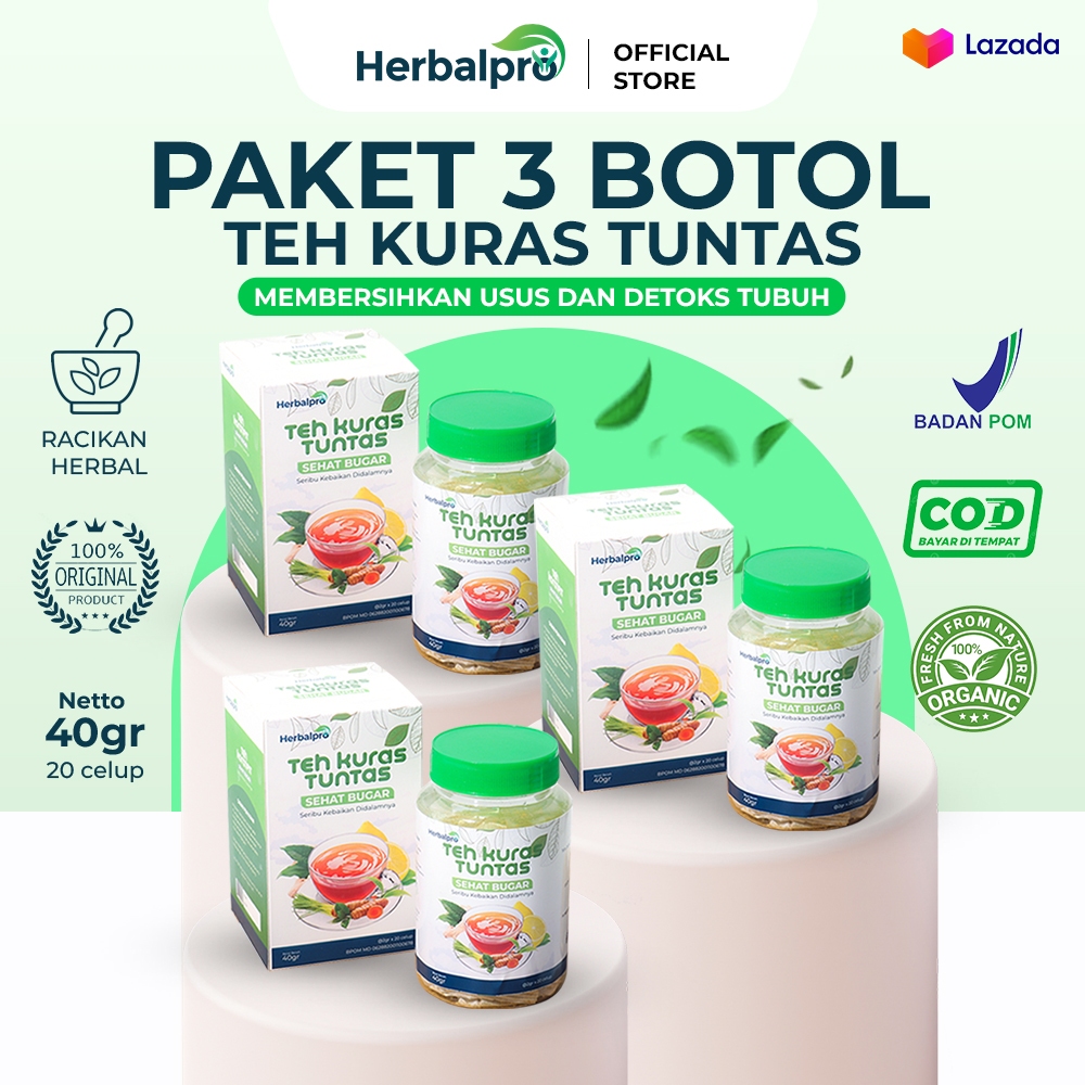

Kuras Tuntas Paket 3 Botol - Teh Detox Kuras Dan Tuntaskan Sistem Pencernaan Usus Kotor Diet Sehat Alami