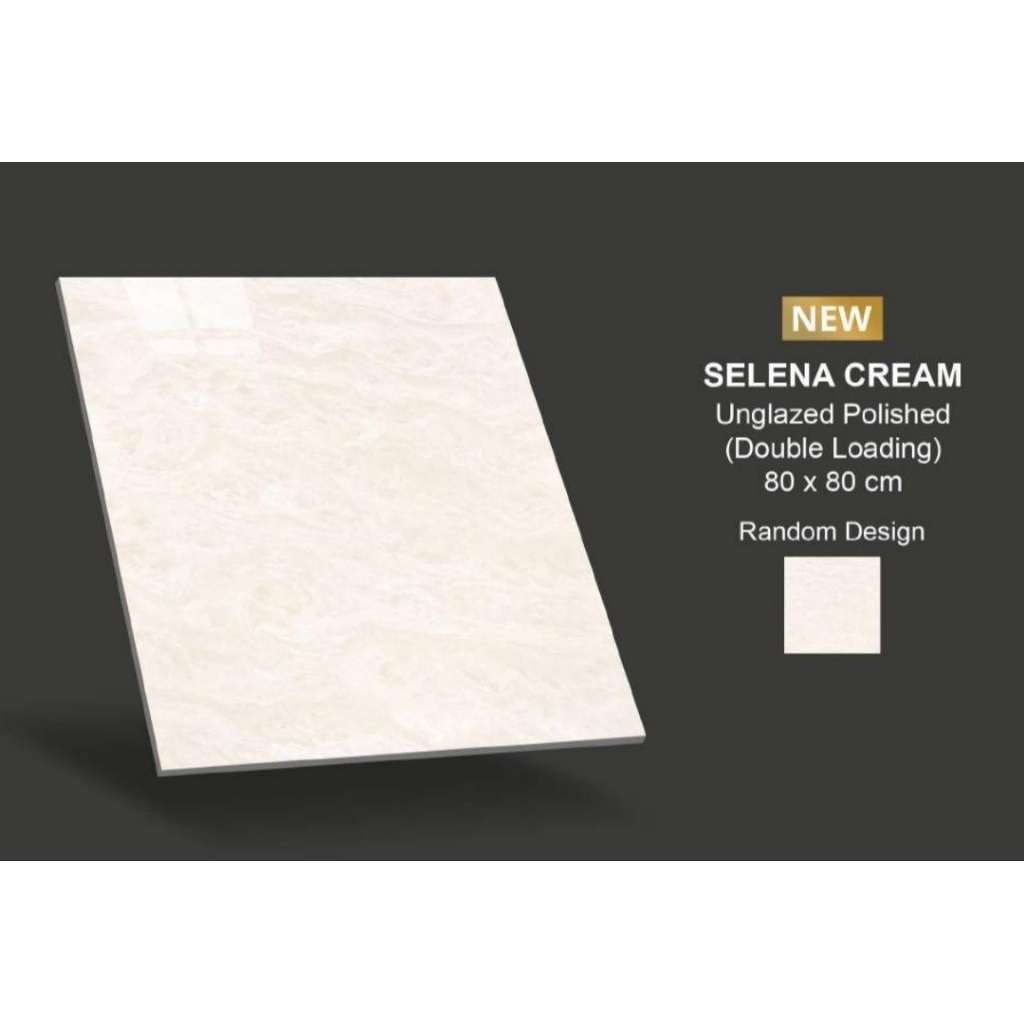 GRANIT MEREK VALENTINO GRESS TYPE SELENA CREAM UKURAN 80X80 UNGLAZED POLISHED DOUBLE LOADING