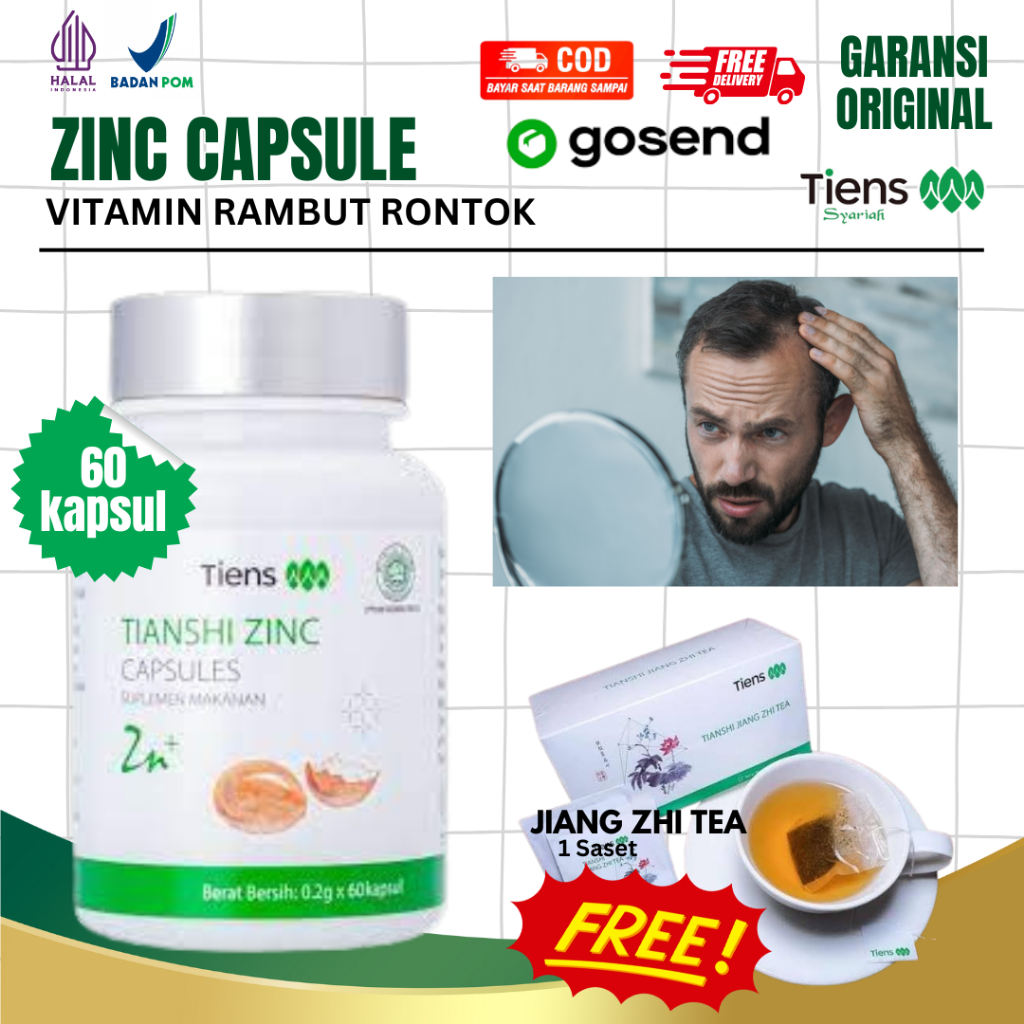 Vitamin Rambut Rontok - Kebotakan - Penumbuh Rambut - Zinc Capsule Tiens ORIGINAL 100%