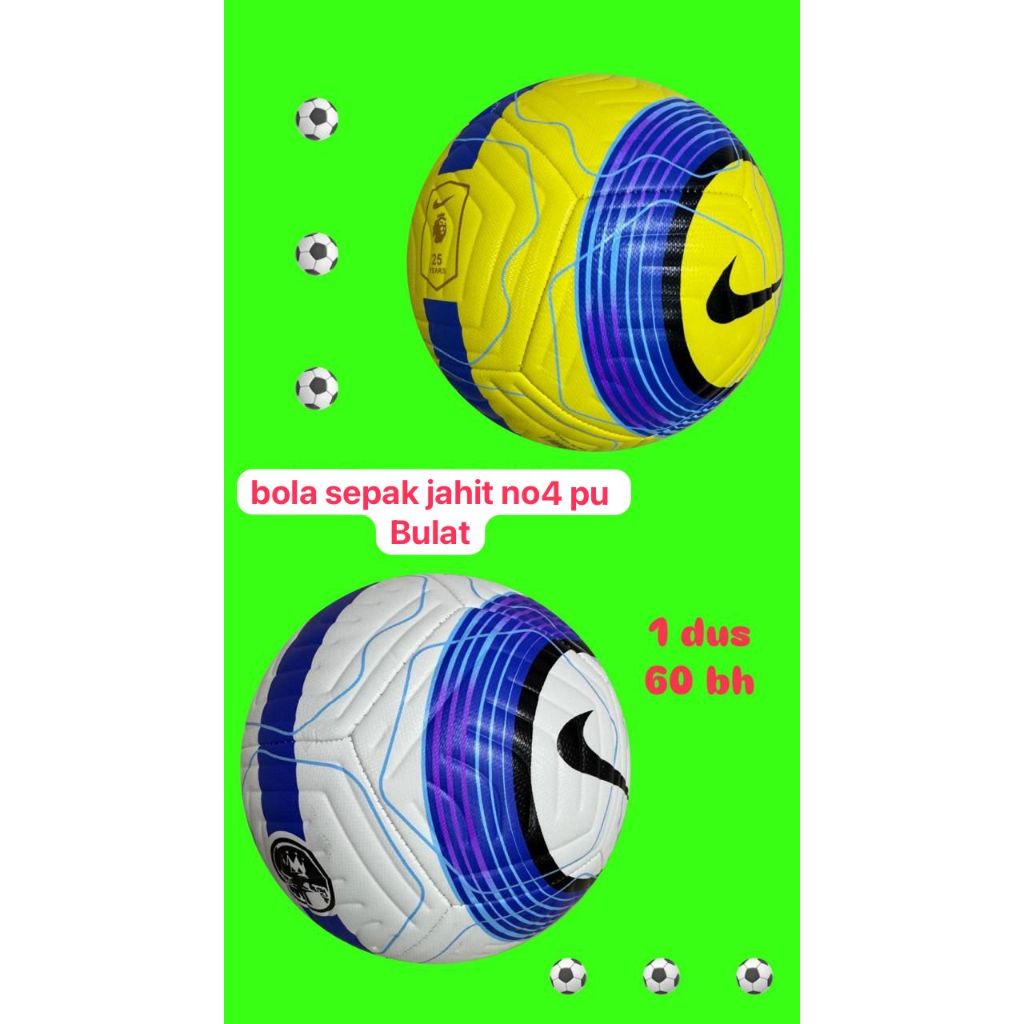 Bola kaki Bola sepak bola Bola socceer PU jahit import kulit empuk size 4