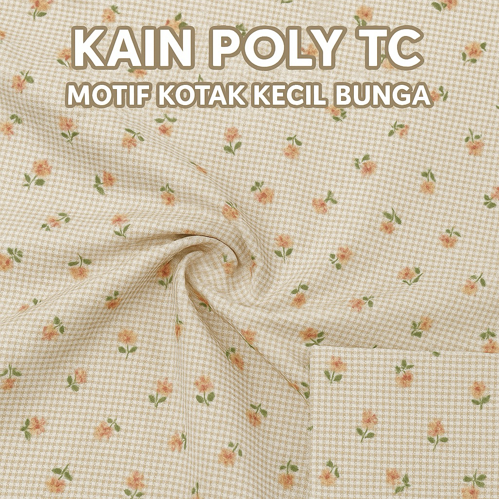 Kain Poly TC Tetoron Catton Triset Motif Kotak Viral Meteran