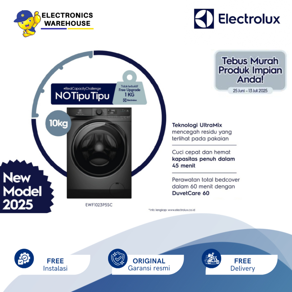 Electrolux EWF1023P5SC Mesin Cuci Front Loading 10kg UltimateCare 500 - EWF 1023 P5SC Onyx