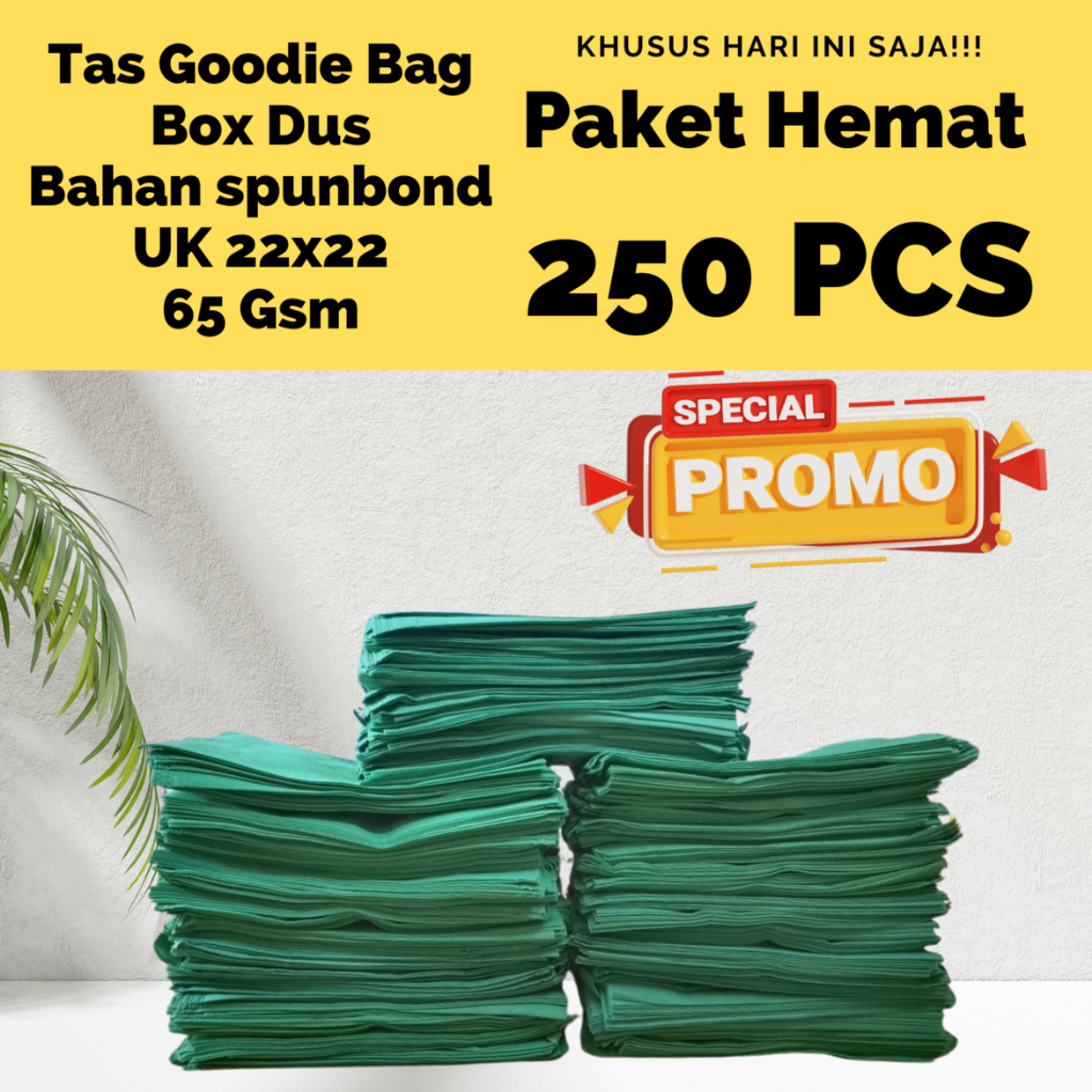 

(PAKET HEMAT 250-PCS) Ukuran 22x22 | Tas goodie bag Box Dus Pres | Bahan spunbond | Tas box nasi DLL
