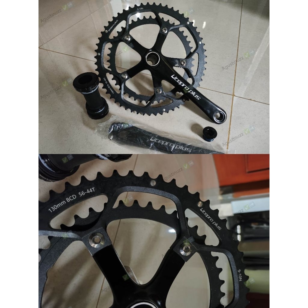 Crank litepro plus hitam  56 44T plus bb ht2 bcd 130