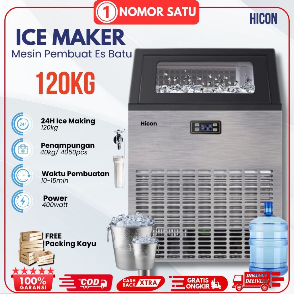 Mesin Es Batu Kristal 100-120kg/Hari Ice Maker Machine Commercial