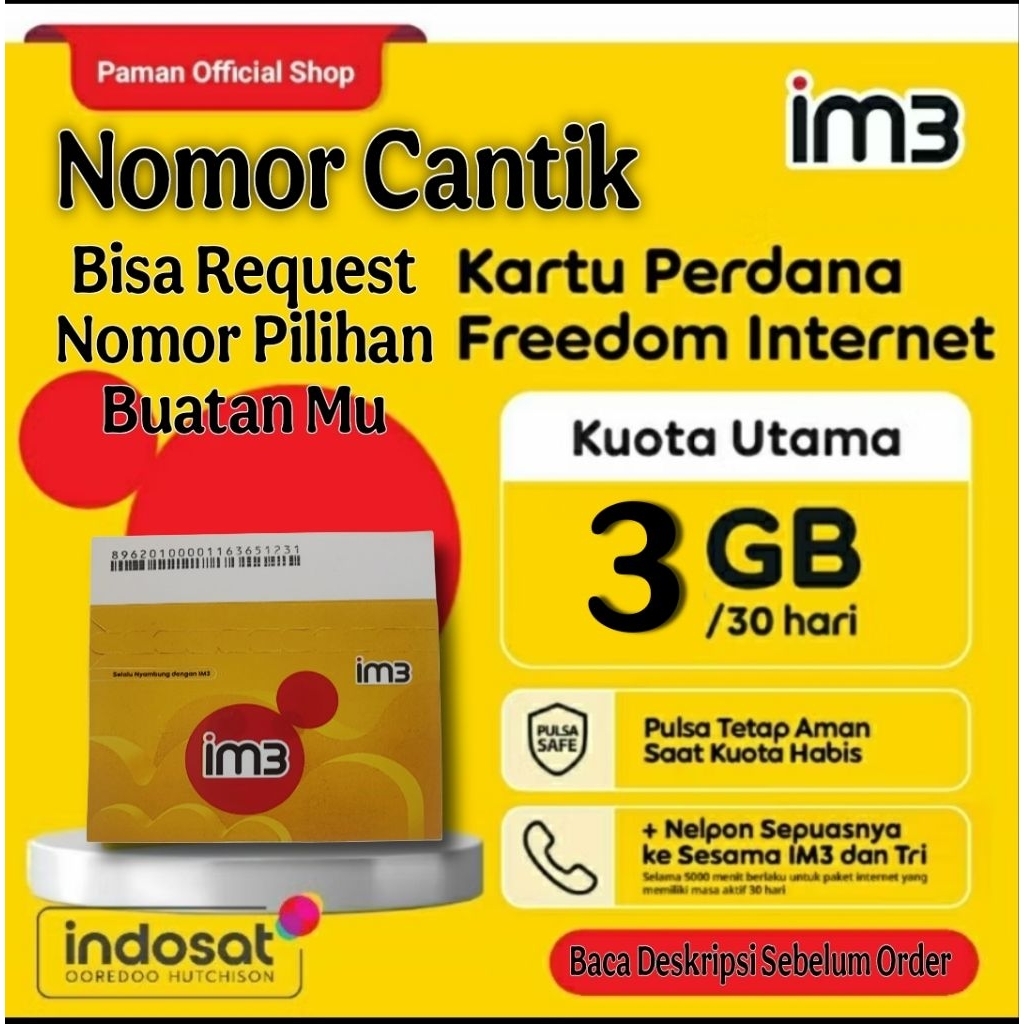 Nomor Cantik Indosat Im3 Ooredoo 11 Dan 12 Digit Kartu Perdana Prabayar