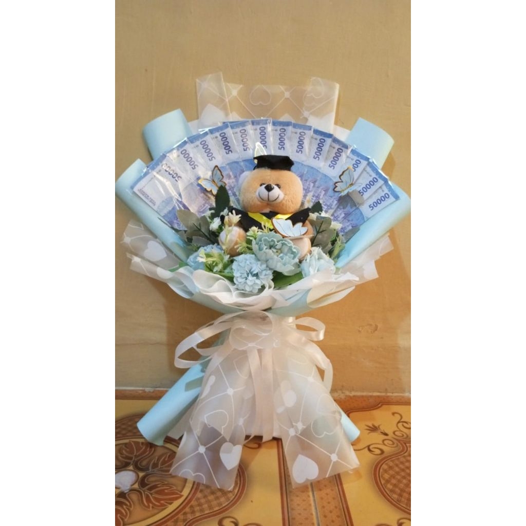 bucket uang+boneka untuk hadiah ulang tahun|anniversary|graduation|hari ibu dll (Ready stok) bucket 