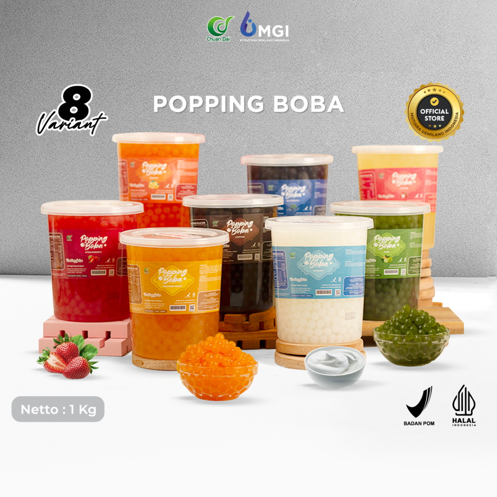 

Chuan Dai Popping Boba Toping Minuman Dessert Import Taiwan 1kg PT MGI