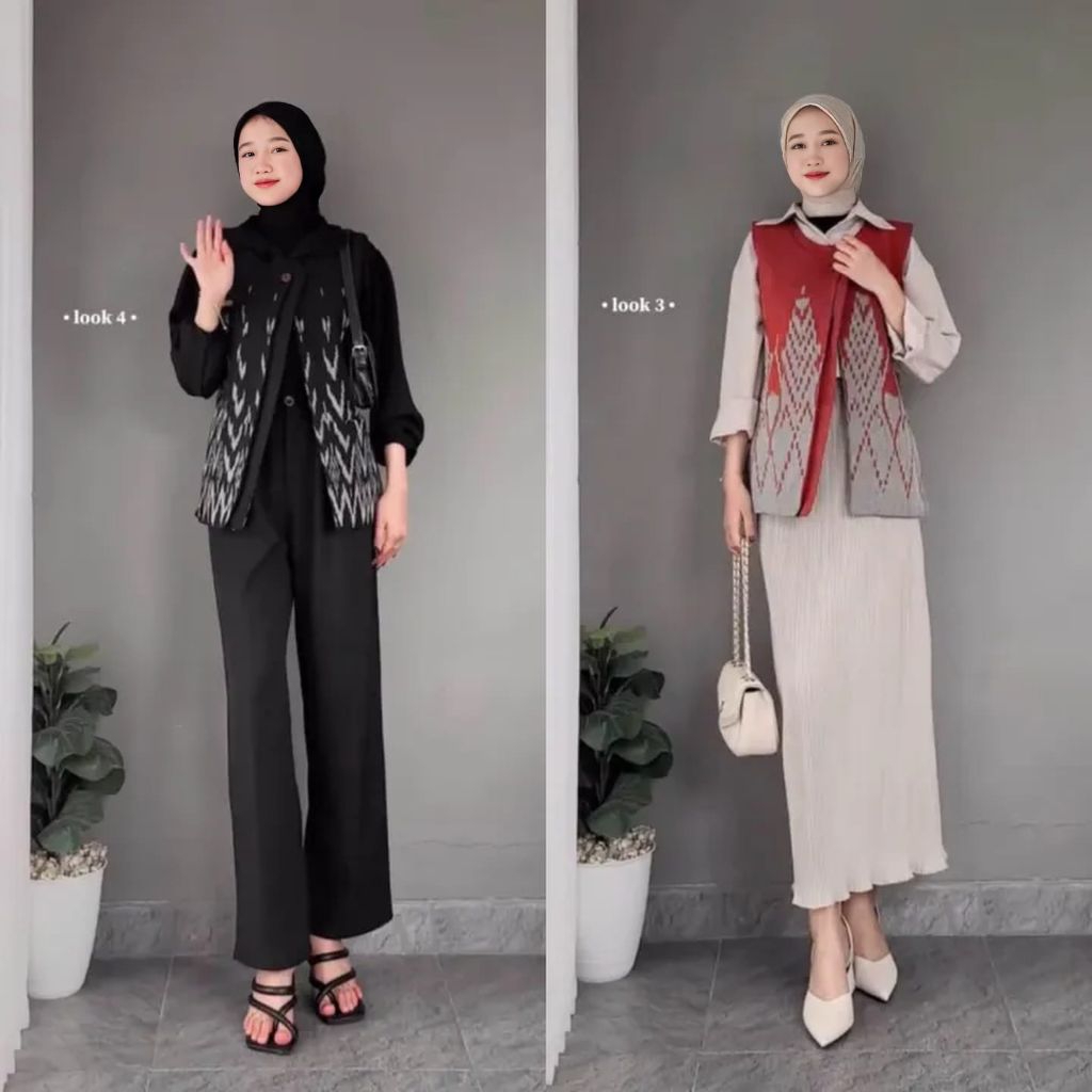 vest tenun wanita - rompi tenun kantor - baju tenun wanita