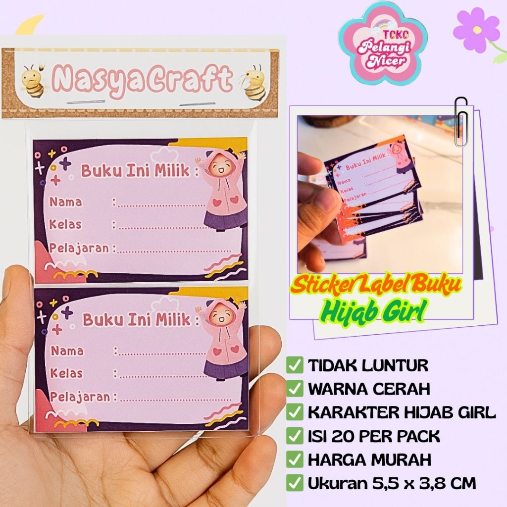 

Stiker Nama Buku Anak Karakter Hijaber - Ukuran 5.6 x 3.8 cm | Sticker Label Nama Buku Karakter Hijab Girl