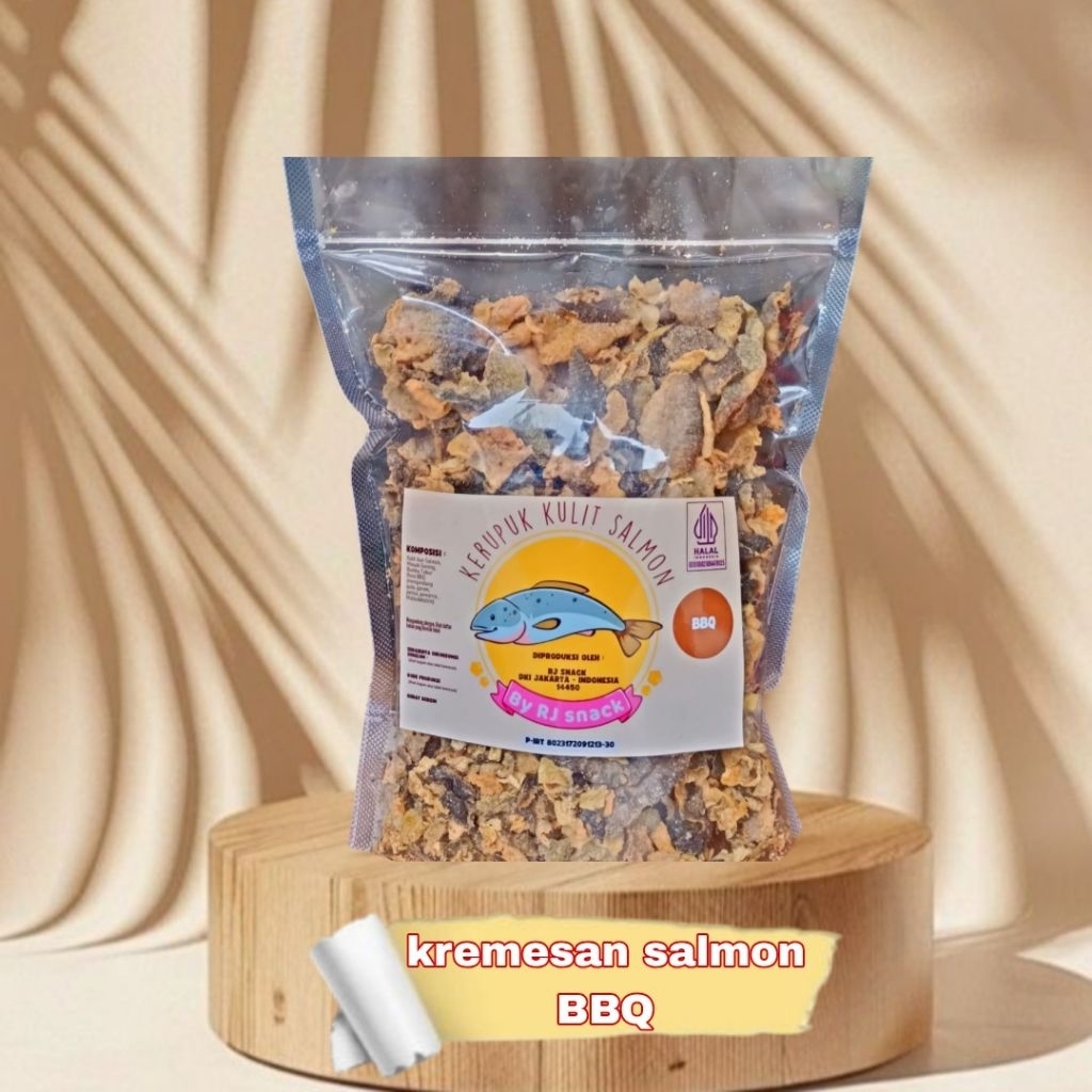 

Kremesan Kulit Ikan Salmon Varian BBQ Pouch 250gr
