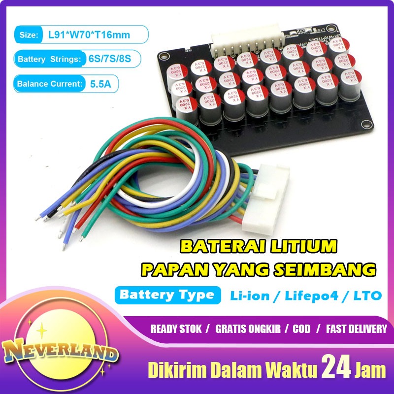 Papan Pemerataan Baterai Lithium  5.5 A Lifepo4 7S 8S Active Balancer Li-ion