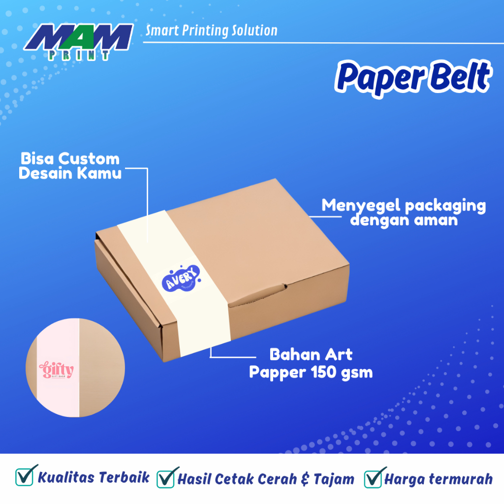 

CETAK PAPER BELT/ PAPER SLEEVE/ LABEL SEGEL BOX/ PACKAGING SLEEVE/ PAPER/ ART PAPER