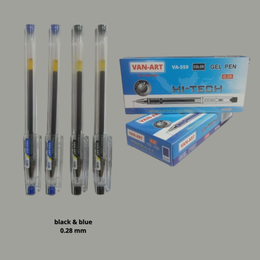 

BALLPOINT / HI-TECH VAN-ART VA-559B ISI HITAM & BIRU || PULPEN GEL PEN 0.28 mm