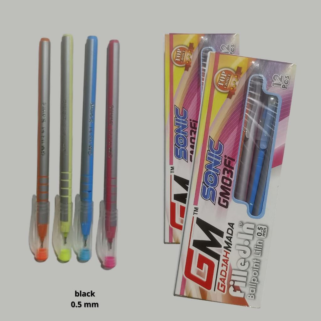 

BALLPOINT / PULPEN GADJAHMADA SONIC GM03Fi ISI TINTA HITAM || PULPEN 0.5 mm