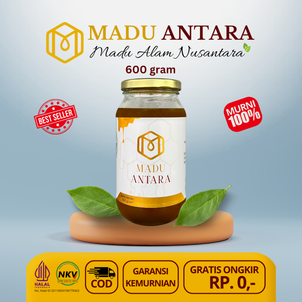 

MADU ANTARA - Madu Premium 100% Bersertifikat NKV Madu Murni 600 Gram - Asli Tanpa Campuran