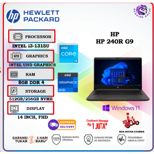 HP 240R G9 I3 1315 8GB 256GB/512GB
