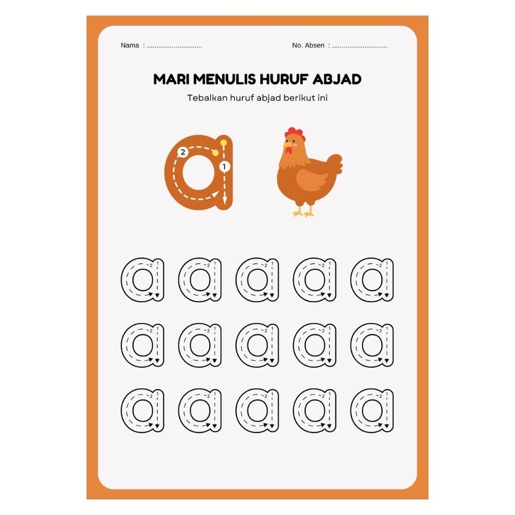 

Lembar kerja menulis abad anak | kertas tebal | 10 Lembar