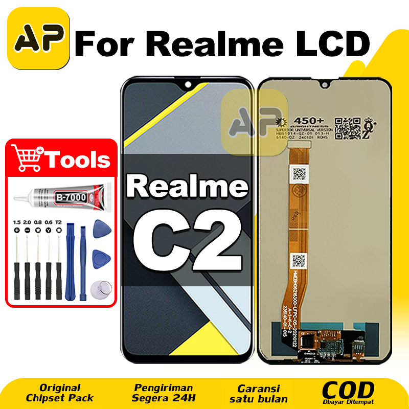 LCD Realme C2 hp Layar Sentuh Fullset Glass Touchscreen Digitizer COD