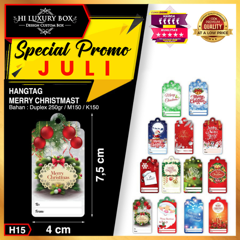 

Hang Tag | Label Baju | Hangtag Natal | Kraft | Murah | 20 pcs 7.5x4 Merry Christmas H15 (1-7)