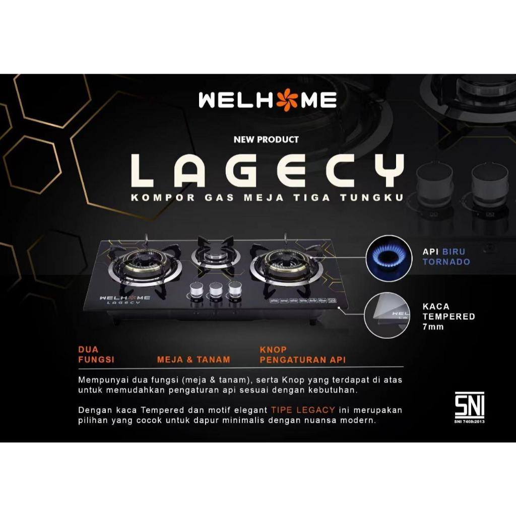 Kompor Gas Tanam Welhome Lagecy 3 Tungku / Kompor Gas Tanam 3 Tungku