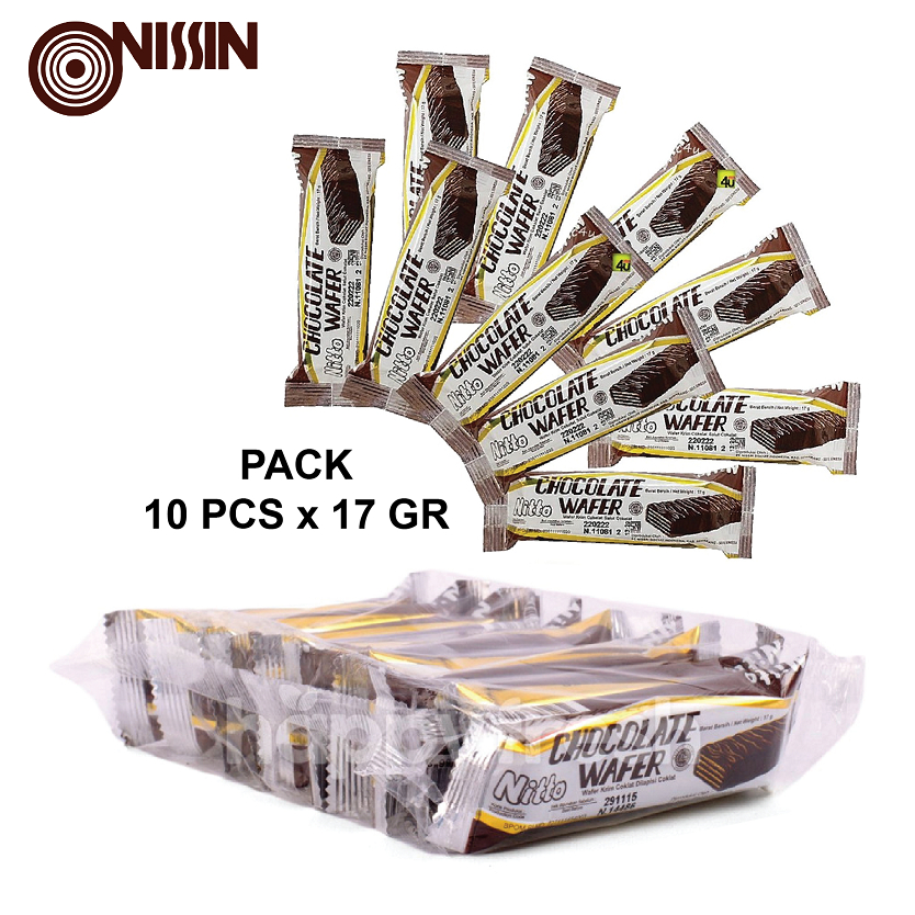 

Wafer Sandwich NISSIN NITTO Pack 170 GR (10 Pcs x 17 Gram) Nito Cokelat Manis Renyah Chocolate Coklat Snack Cemilan Makanan Ringan Oleh Oleh Khas Pekalongan Murah Berkualitas Premium