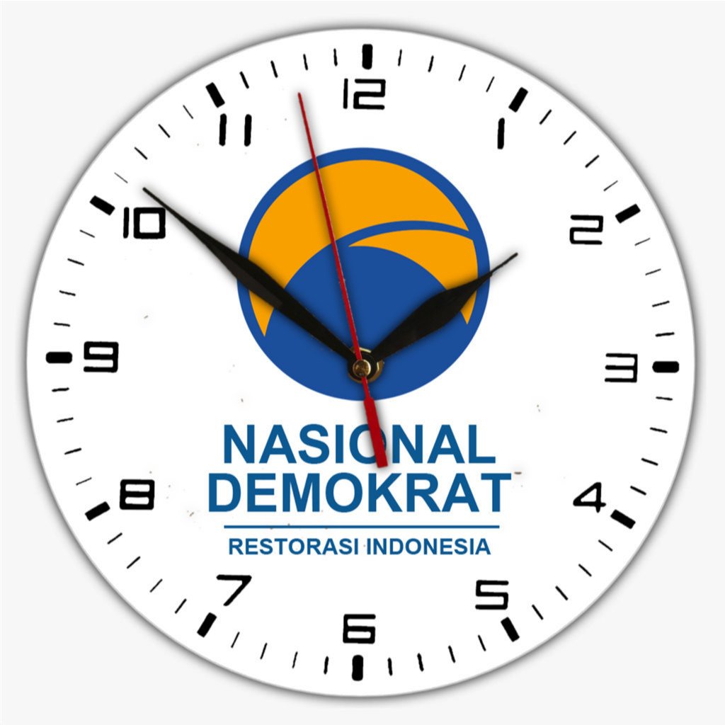 Jam Dinding PARTAI NASDEM Aesthetic Ruang Tamu Kayu PVC