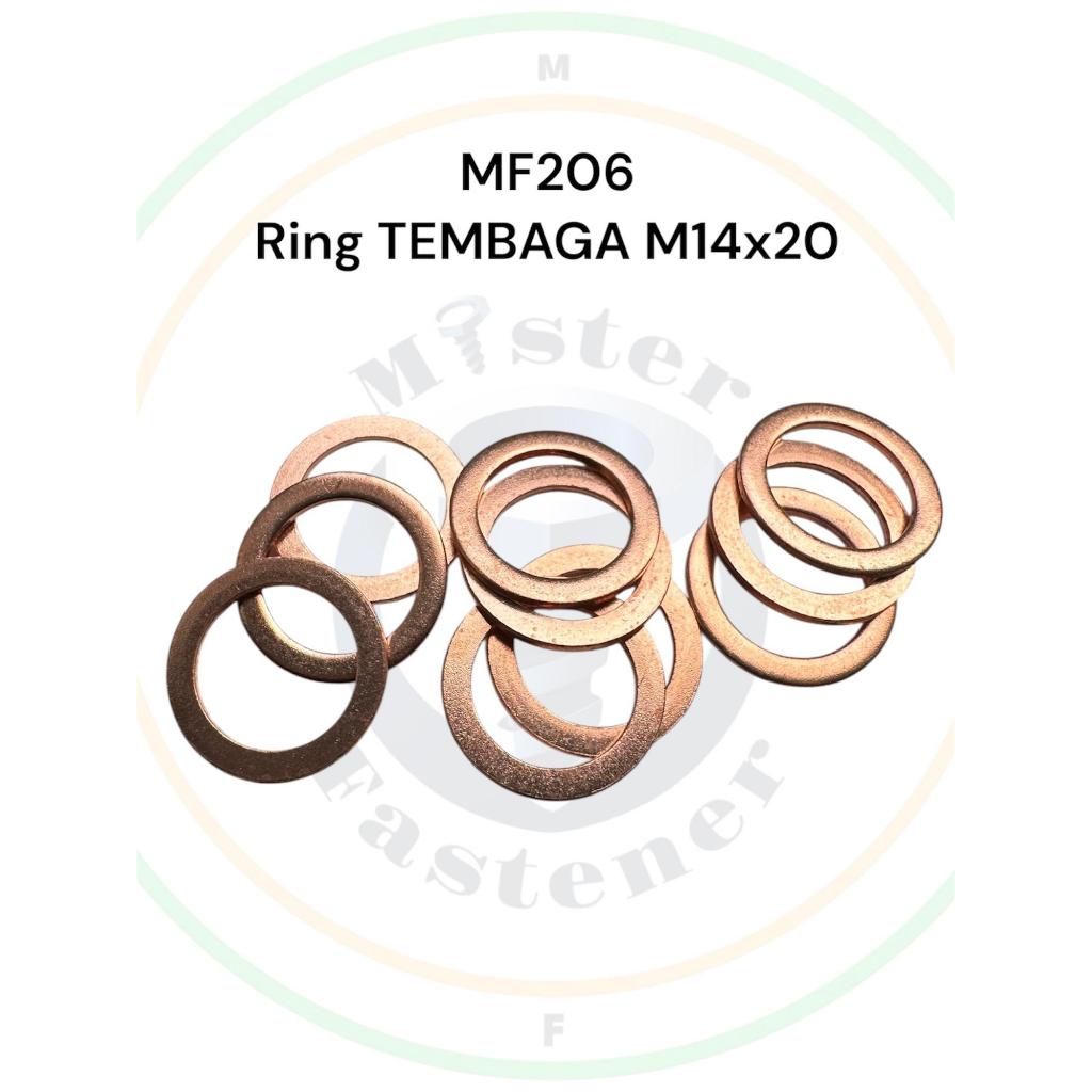Ring TEMBAGA M14x20 14mm Cooper 14x20 Washer 14 mili Flat Ring Baut Gasket Bolt & Nut Tebal 1mm