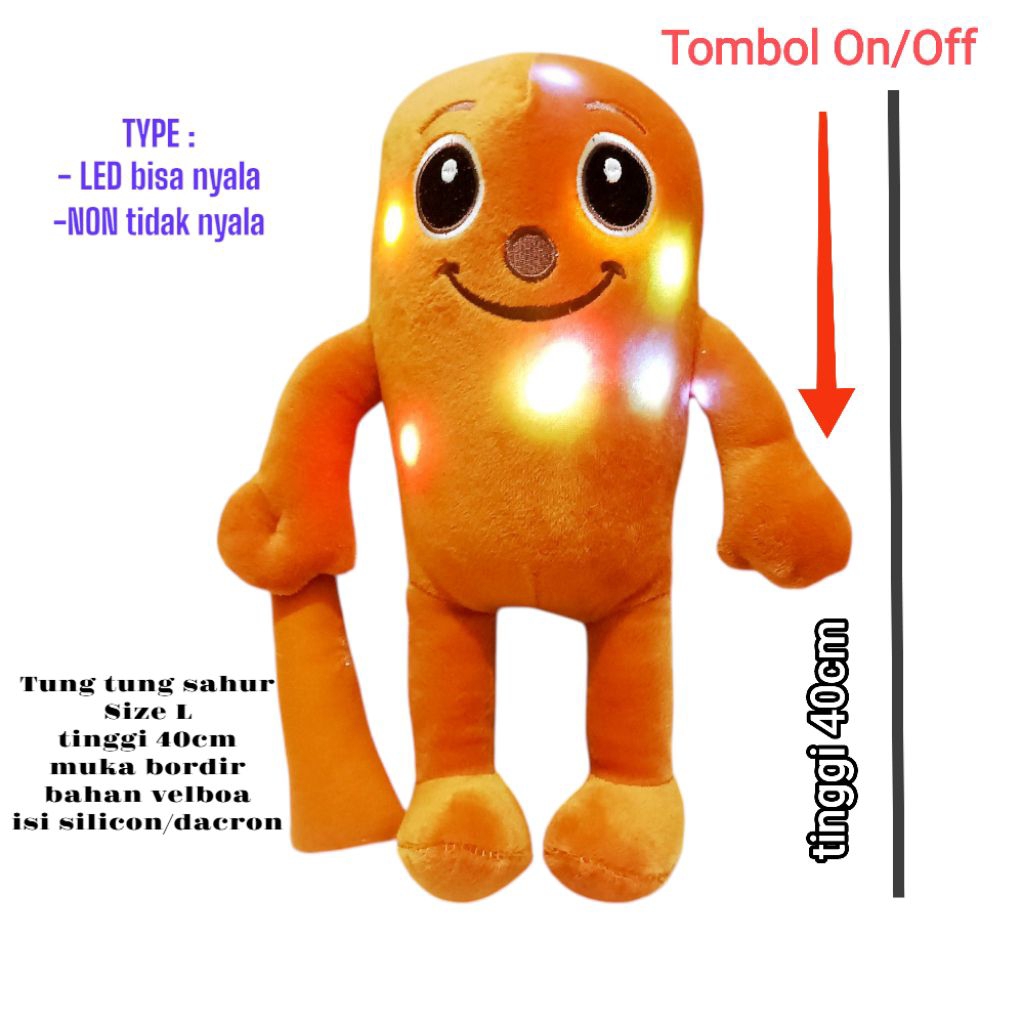 Boneka Anomali Tung Tung Sahur Led / Non Led Tinggi 40Cm