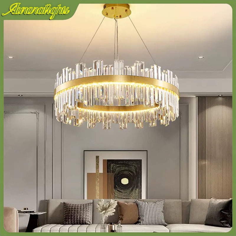 Lampu gantung ruang tamu kristal lampu led kamar aesthetic lampu meja makan pengaturan cahaya remote
