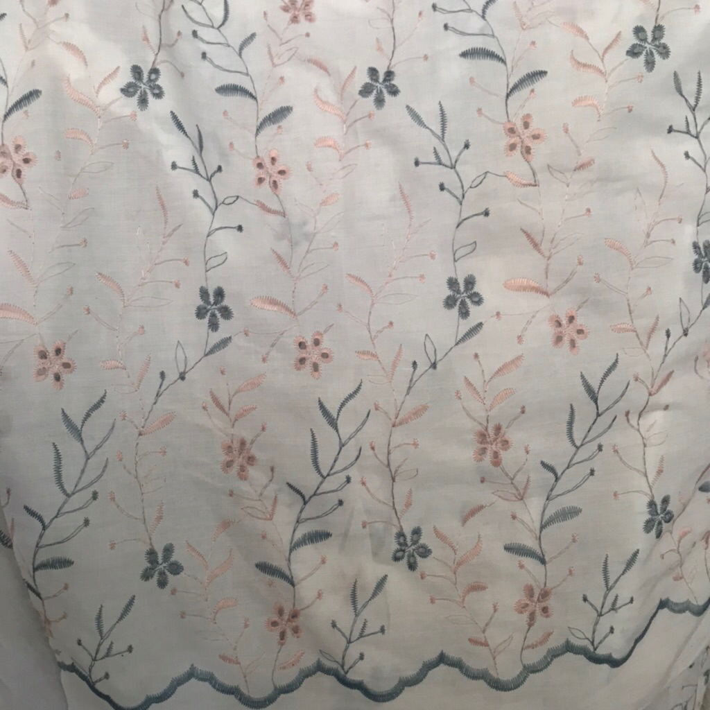 Kain Katun Bordir | Bahan Katun Bordir Premium | Kain Meteran Katun Bordir (Harga 0,5 meter)