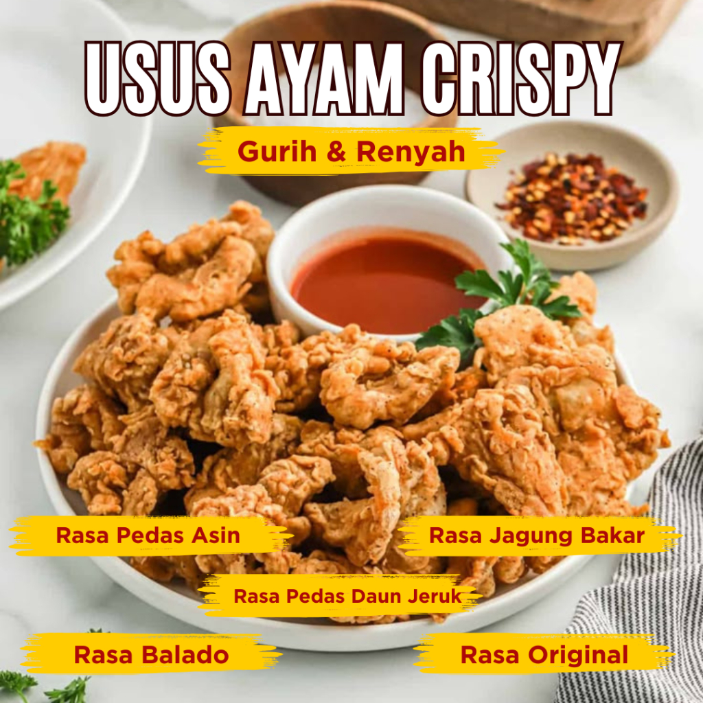 

Usus Ayam Crispy Gurih & Renyah Berbagai Macam Rasa 115gram