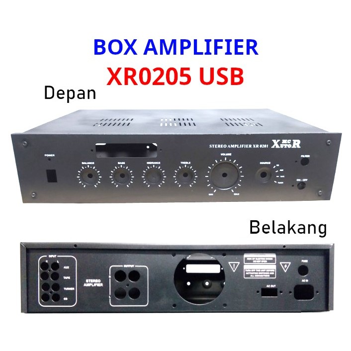 Box Amplifier XR0201 + USB / Bok Ampli XR 0201 Bahan Plat Tebal