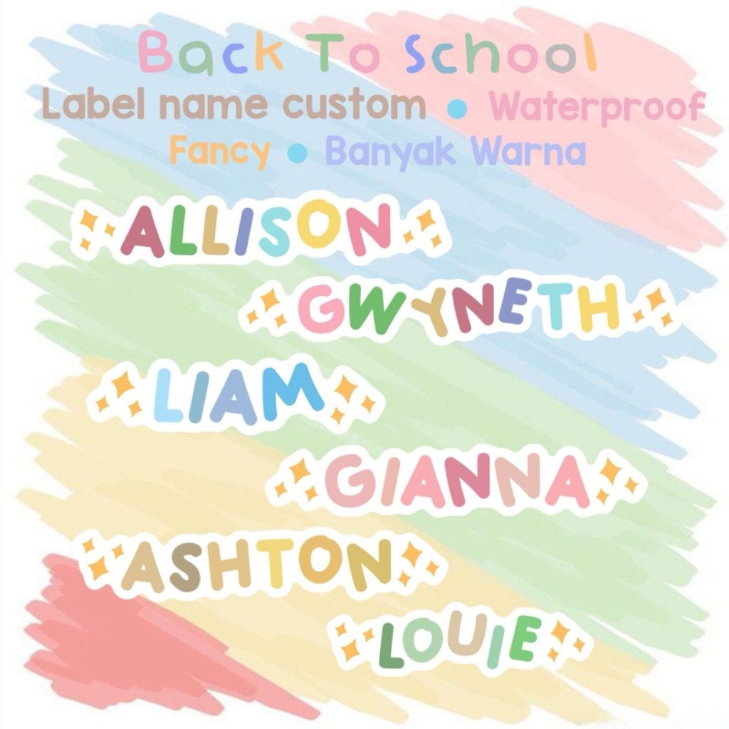 

stiker label nama anak fancy tahan air