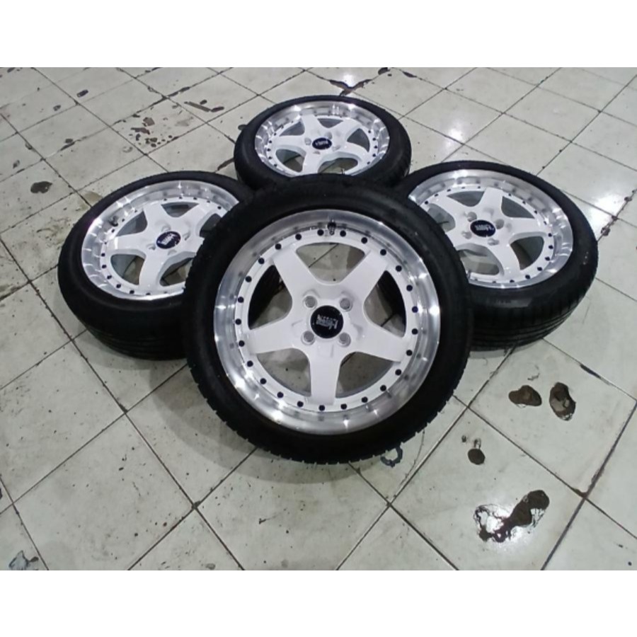 Velg Mobil Bekas Racing Hsr Bob Celong Ring 16 Lebar 7 Et42 Pcd 4x100 Plus Ban 195/50 R16