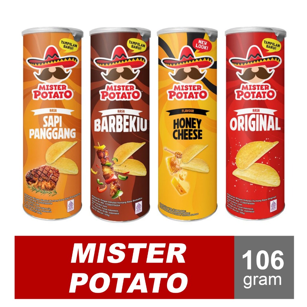 

Mister POTATO Chips Berat 106gr (Kemasan Kaleng) PROMO HALAL