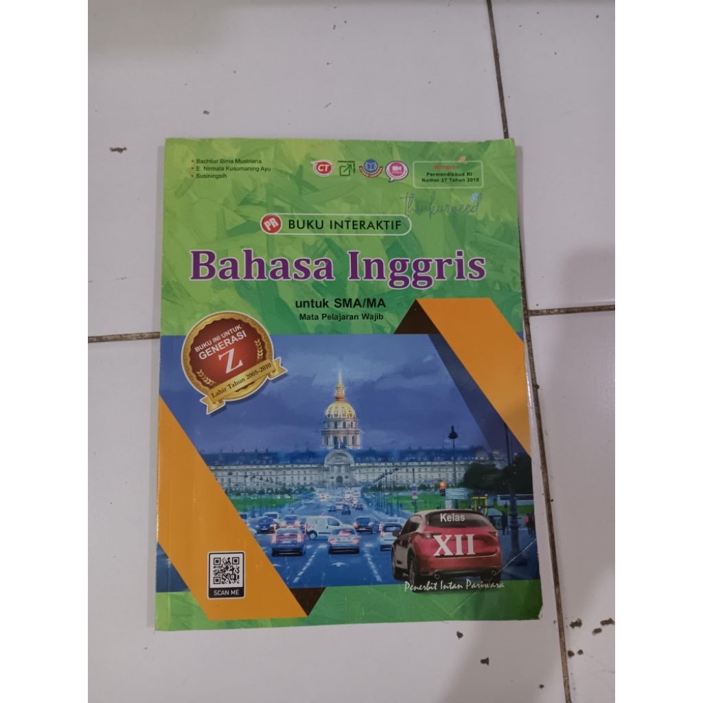 buku bekas layak dipakai bahasa Inggris untuk kelas 12 XII SMA MA SMK MAK duabelas penerbit intan pa