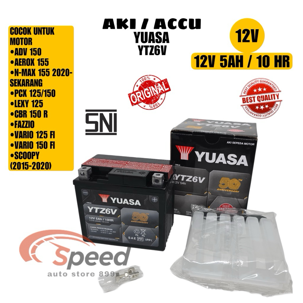 AKI ACCU YUASA ORIGINAL YUASA AKI MOTOR YTZ6V ORIGINAL HONDA YAMAHA