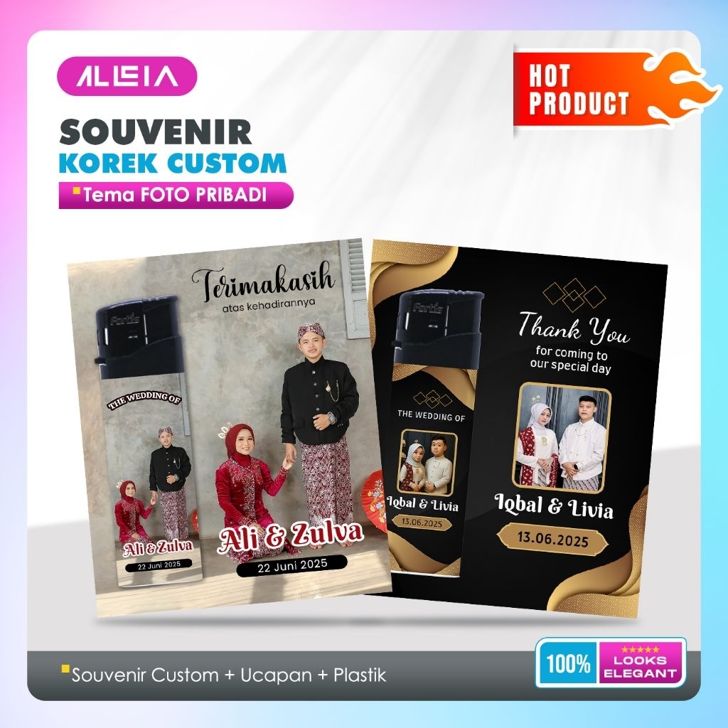 Souvenir Pernikahan Korek Custom Foto Pribadi
