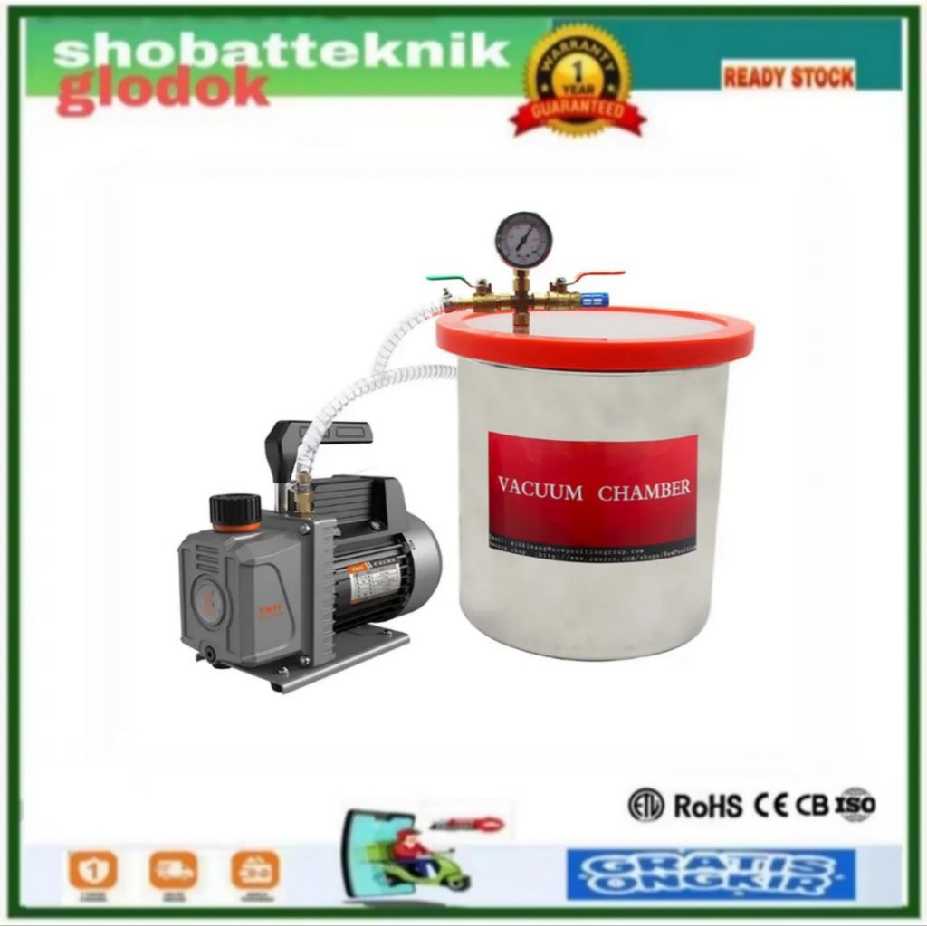 Vacuum Chamber 9 galon (34 L) + VacuumPump 1 hp