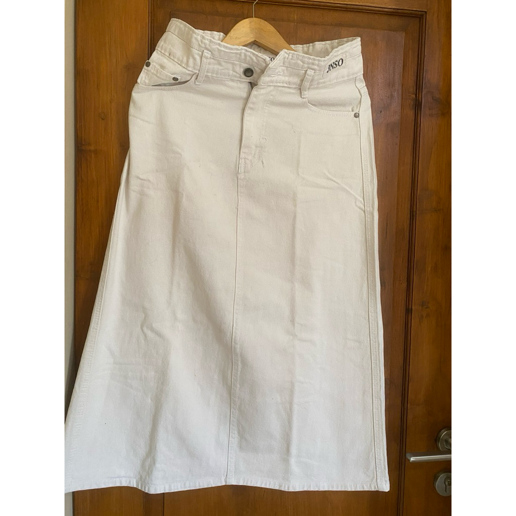rok jeans putih