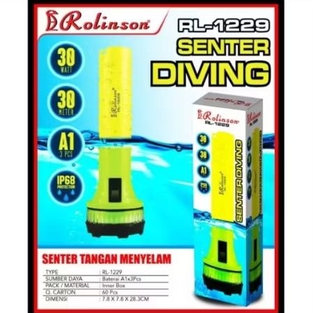 Terbaru RL 1229 Senter Tangan Diving Tahan Air Rolinson 30 Meter RL-1229 senter menyelam