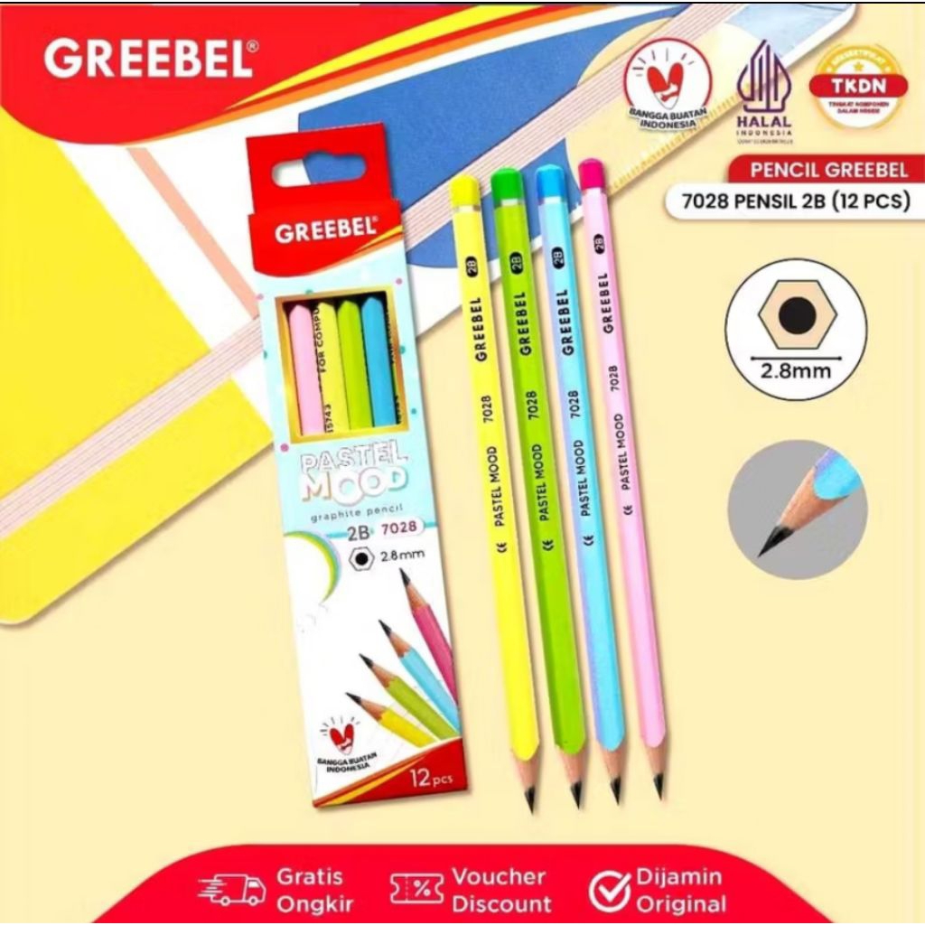 

Pensil 2B Greebel pastel moood 12pcs