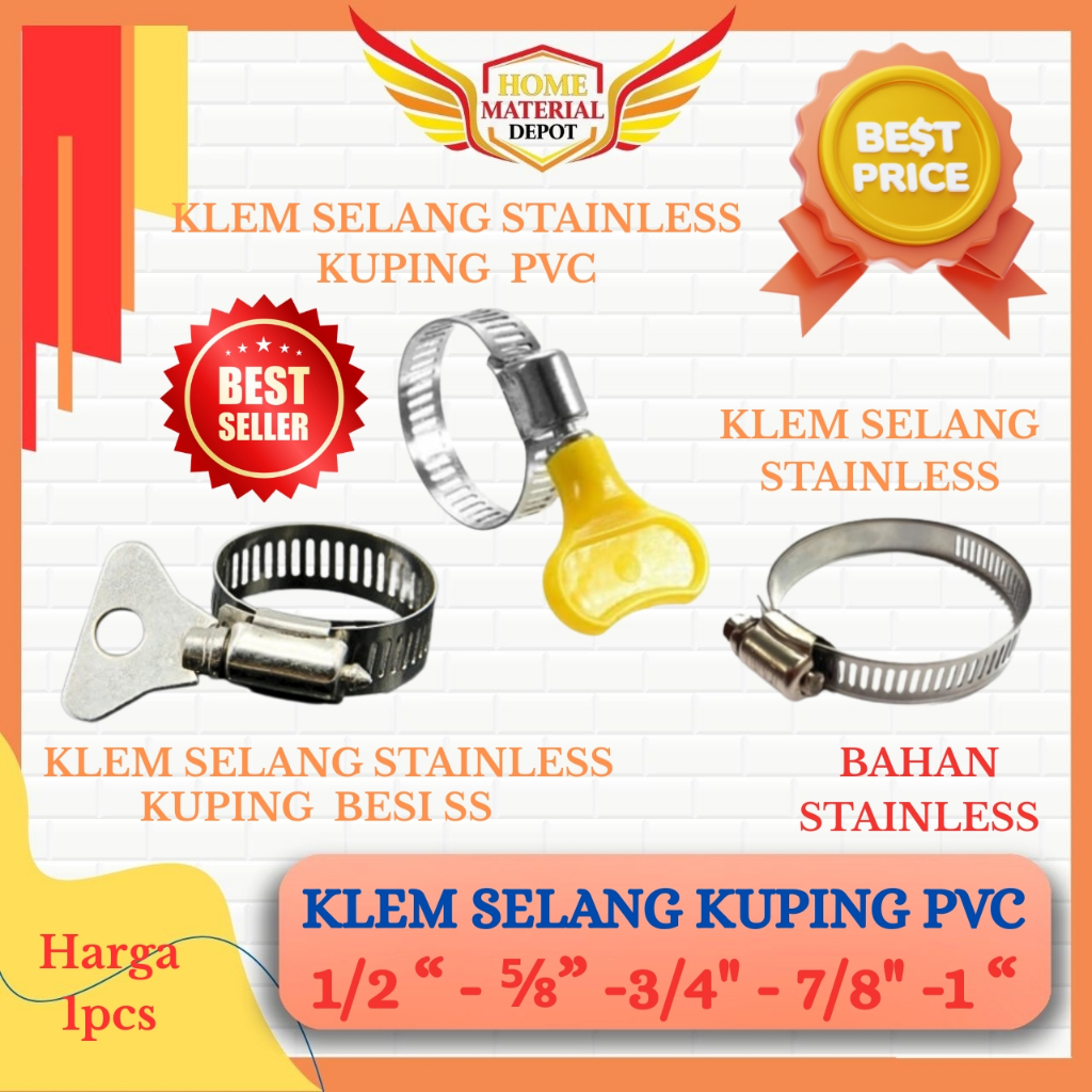 Klem Selang SS Kuping Putar Plastik & Besi  + Klem Selang Obeng 1/2 5/8 3/4 7/8 1