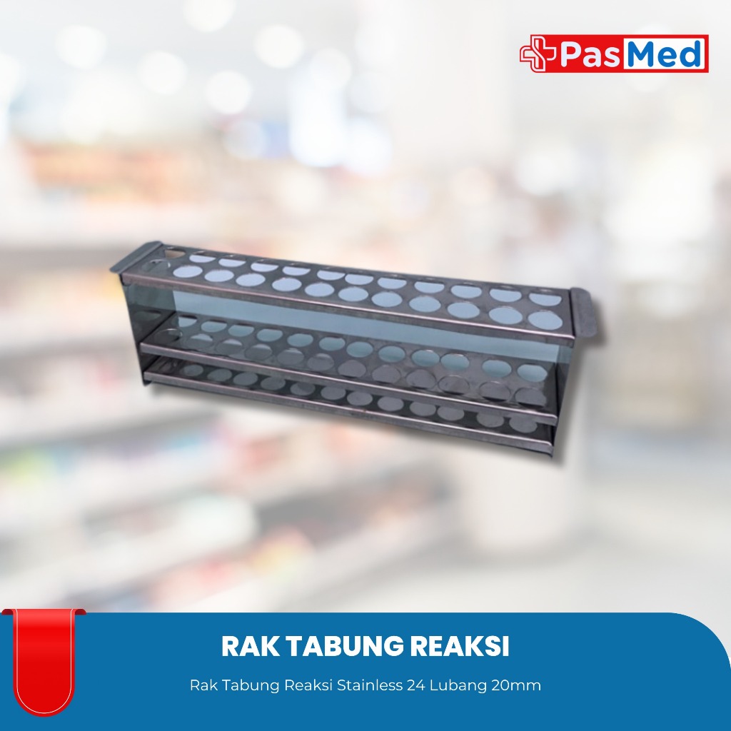 Rak Tabung Reaksi Stainless Steel 24 Lubang Uk 20mm - PASMED