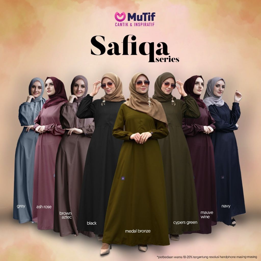 MUTIF SAFIQA SERIES (Pallates Khaky, Dark Red, Mauve Wine, Harvest Yellow, Dark Olive, Steel Grey, M
